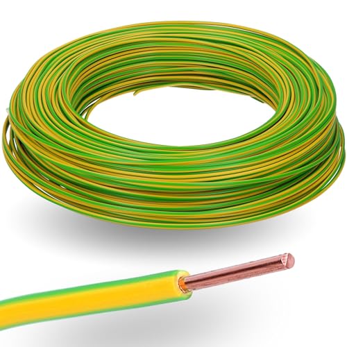 100 Meter Kalitec H07V-U 1x2,5 mm² grün-gelb I flammwidrige PVC Einzelader 2,5mm2 Litze starr I Erdungsleitung 450/750 V I Verdrahtungsleitung eindrähtig für Verdrahtung von Maschinen und Leuchten von Kalitec