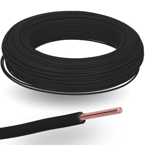 100 Meter Kalitec H07V-U 1x2,5 mm² schwarz im Karton I flammwidrige PVC Einzelader 2,5mm2 Litze starr I 450/750 V I Verdrahtungsleitung eindrähtig für interne Verdrahtung von Maschinen und Leuchten von Kalitec