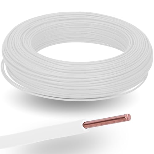 100 Meter Kalitec H07V-U 1x2,5 mm² weiß im Karton I flammwidrige PVC Einzelader 2,5mm2 Litze starr I 450/750 V I Verdrahtungsleitung eindrähtig für interne Verdrahtung von Maschinen und Leuchten von Kalitec