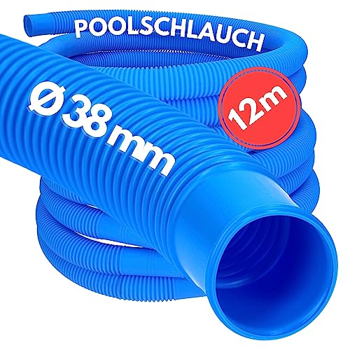12 Meter Kalitec Poolschlauch 38mm, blau I Schwimmbadschlauch 38 mm I Schlauch Pool I Schlauch für Poolpumpe I flexibler Pumpenschlauch I Made in Germany I Formstabil I Trittfest von Kalitec