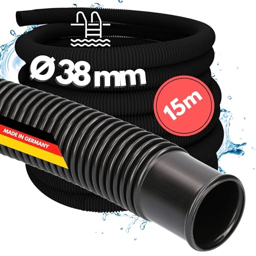 15 Meter Kalitec Poolschlauch 38mm, schwarz I Schwimmbadschlauch 38 mm I Schlauch Pool I Schlauch für Poolpumpe I flexibler Pumpenschlauch I Made in Germany I Formstabil I Trittfest von Kalitec