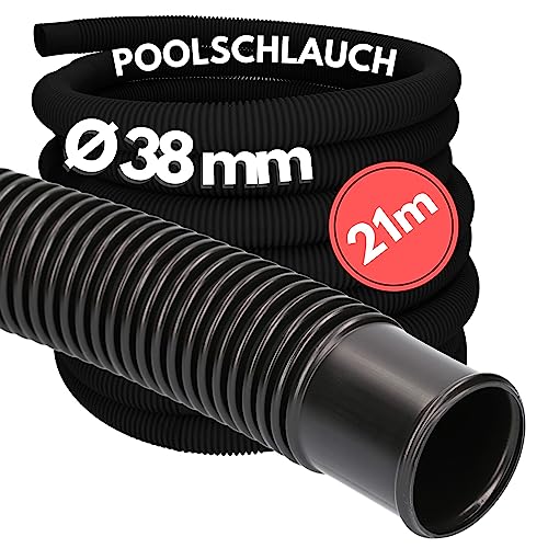 21 Meter Kalitec Poolschlauch 38mm, schwarz I Schwimmbadschlauch 38 mm I Schlauch Pool I Schlauch für Poolpumpe I flexibler Pumpenschlauch I Formstabil und Trittfest von Kalitec