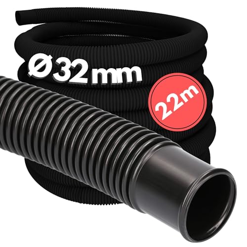 22 Meter Kalitec Poolschlauch 32mm, schwarz I Schwimmbadschlauch 32 mm I Schlauch Pool I Schlauch für Poolpumpe I flexibler Wasserschlauch I Pumpenschlauch I Made in Germany I Formstabil I Trittfest von Kalitec