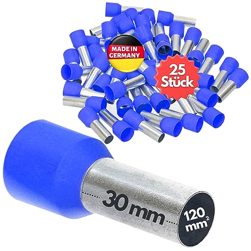 25 Stück Kalitec AE12030BL Aderendhülsen isoliert 120mm² 30mm lang blau I Made in Germany I Industriequalität 25 Stück Kalitec AE12030BL Aderendhülsen isoliert 120mm² 30mm lang blau I Made in Germany I Industriequalität von Kalitec
