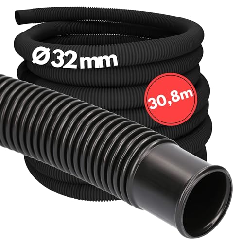 30,8 Meter Kalitec Poolschlauch 32mm, schwarz I Schwimmbadschlauch 32 mm I Schlauch Pool I Schlauch für Poolpumpe I flexibler Pumpenschlauch 32mm I Formstabil und Trittfest von Kalitec