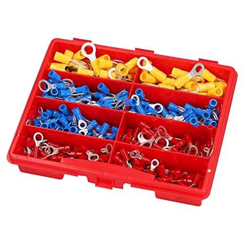 Kalitec KALI-1610 Sortimentskasten Ringkabelschuhe Teilisoliert 1,5-6mm² I Kupfer I PVC Isolierung I 360 Stück I Querschnitt 1,5mm² bis 6mm² I M4 M6 M8 I Kabelschuh isoliert von Kalitec