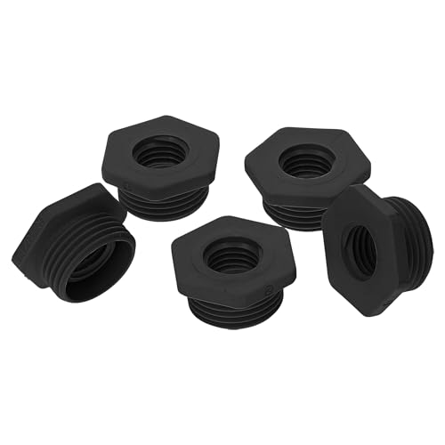 5 Stück Kalitec G6201210 Reduktion M20/M12 Kunststoff schwarz I Reduzierstück Kabelverschraubung sechskant I M12 Innengewinde I M20 Außengewinde I IP68 von Kalitec