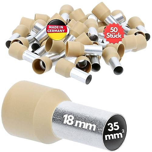 50 Stück Kalitec AE3518HBR Aderendhülsen isoliert 35mm² 18mm lang hellbraun I Made in Germany I Industriequalität 50 Stück Kalitec AE3518HBR Aderendhülsen isoliert 35mm² 18mm lang hellbraun I Made in Germany I Industriequalität von Kalitec