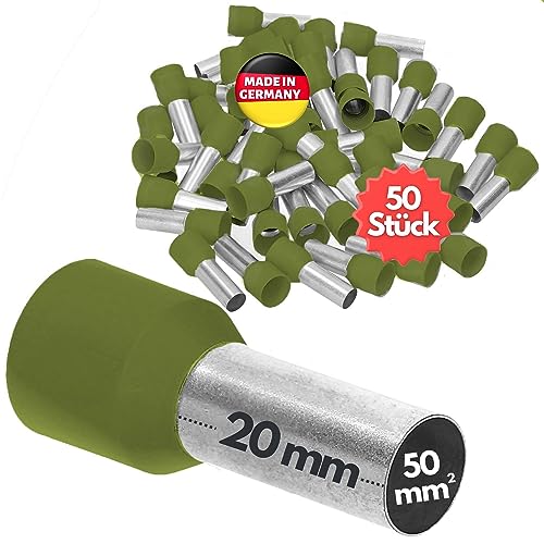 50 Stück Kalitec AE5020OL Aderendhülsen isoliert 50mm² 20mm lang olive I Made in Germany I Industriequalität 50 Stück Kalitec AE5020OL Aderendhülsen isoliert 50mm² 20mm lang olive I Made in Germany I Industriequalität von Kalitec