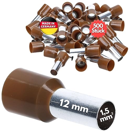 500 Stück Kalitec AE01406BR Aderendhülsen isoliert 0,14mm² 6mm lang braun I Made in Germany I Industriequalität von Kalitec
