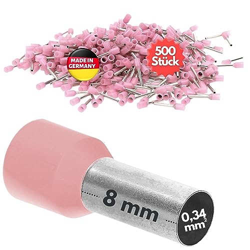 500 Stück Kalitec AE03408RS Aderendhülsen isoliert 0,34mm² 8mm lang rosa I Made in Germany I Industriequalität 500 Stück Kalitec AE03408RS Aderendhülsen isoliert 0,34mm² 8mm lang rosa I Made in Germany I Industriequalität von Kalitec