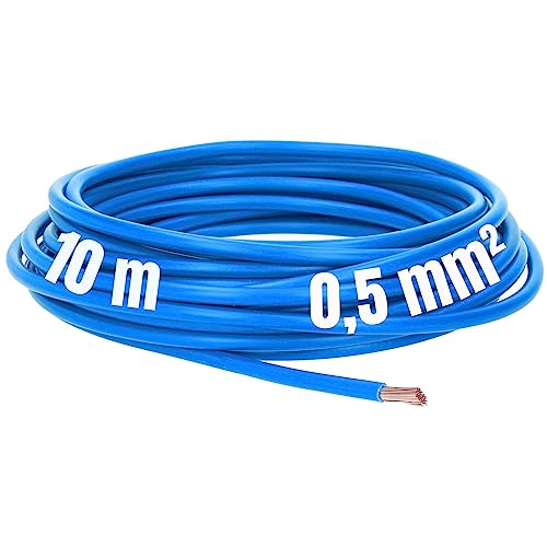Kalitec 10 Meter H05V-K 0,5 mm² blau I Kabel 0,5mm2 als Verdrahtungsleitung I flexible Aderleitung PVC-Einzelader I Litze I Schaltdraht von Kalitec