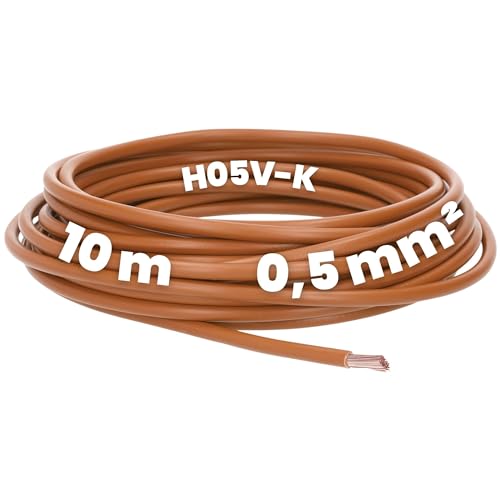 Kalitec 10 Meter H05V-K 0,5 mm² braun I Kabel 0,5mm2 als Verdrahtungsleitung I flexible Aderleitung PVC-Einzelader I Litze I Schaltdraht von Kalitec