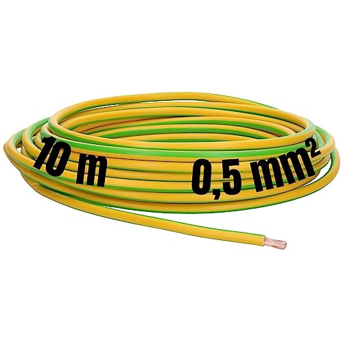 Kalitec 10 Meter H05V-K 0,5 mm² grün/gelb I Kabel 0,5mm2 als Verdrahtungsleitung I flexible Aderleitung PVC-Einzelader I Litze I Schaltdraht von Kalitec