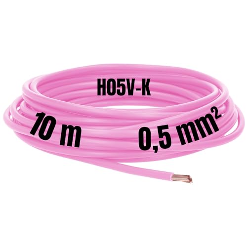Kalitec 10 Meter H05V-K 0,5 mm² rosa Verdrahtungsleitung I Aderleitung flexibel I PVC Einzelader I Litze 0,5mm2 I Verdrahtung feindrätig Einzelleitung I Kabel eindrähtig Schaltdraht von Kalitec