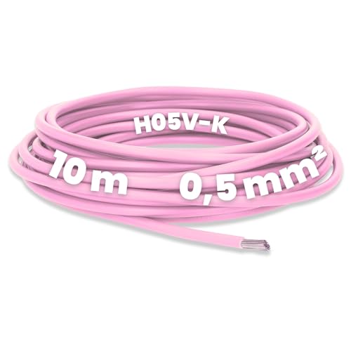 Kalitec 10 Meter H05V-K 0,5 mm² rosa Verdrahtungsleitung I Aderleitung flexibel I PVC Einzelader I Litze 0,5mm2 I Verdrahtung feindrätig Einzelleitung I Kabel eindrähtig Schaltdraht von Kalitec