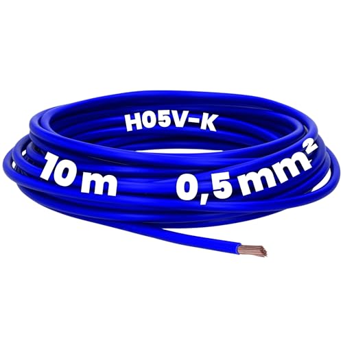 Kalitec 10 Meter H05V-K 0,5 mm² ultramarinblau Verdrahtungsleitung I Aderleitung flexibel I PVC Einzelader I Litze 0,5mm2 I Verdrahtung feindrätig Einzelleitung I Kabel eindrähtig Schaltdraht von Kalitec