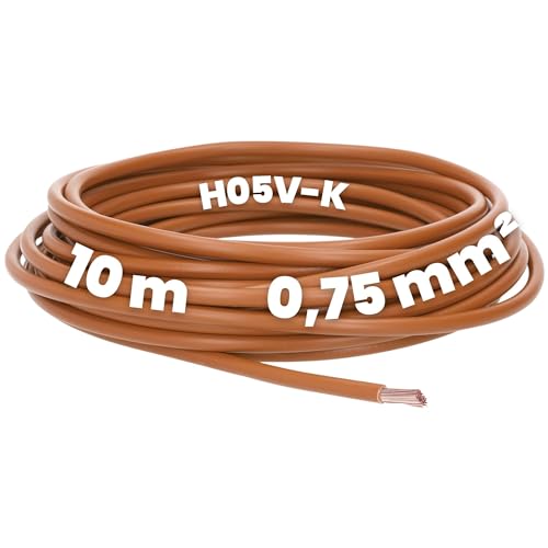Kalitec 10 Meter H05V-K 0,75 mm² braun Verdrahtungsleitung I Aderleitung I PVC Einzelader I Litze 0,75mm2 I Verdrahtung feindrätig I Einzelleitung I Kabel eindrähtig I Schaltdraht flammwidrig von Kalitec