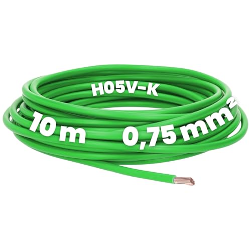 Kalitec 10 Meter H05V-K 0,75 mm² grün Verdrahtungsleitung I Aderleitung flexibel I PVC Einzelader I Litze 0,75mm2 I Verdrahtung feindrätig I Einzelleitung I Kabel eindrähtig I Schaltdraht Kalitec 10 Meter H05V-K 0,75 mm² grün Verdrahtungsleitung I Aderleitung flexibel I PVC Einzelader I Litze 0,75mm2 I Verdrahtung feindrätig I Einzelleitung I Kabel eindrähtig I Schaltdraht von Kalitec