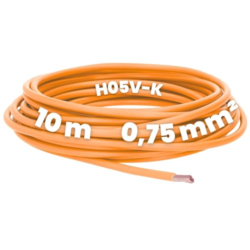 Kalitec 10 Meter H05V-K 0,75 mm² orange Verdrahtungsleitung I Aderleitung flexibel I PVC Einzelader I Litze 0,75mm2 I Verdrahtung feindrätig I Einzelleitung I Kabel eindrähtig I Schaltdraht von Kalitec