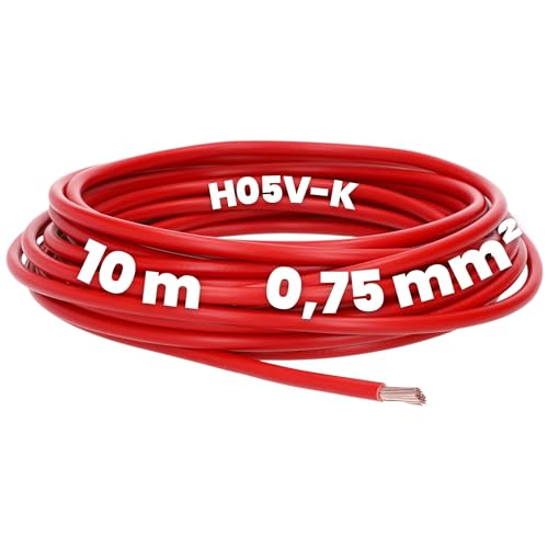 Kalitec 10 Meter H05V-K 0,75 mm² rot Verdrahtungsleitung I Aderleitung I PVC Einzelader I Litze 0,75mm2 I Verdrahtung feindrätig I Einzelleitung flexibel I Kabel eindrähtig I Schaltdraht flammwidrig Kalitec 10 Meter H05V-K 0,75 mm² rot Verdrahtungsleitung I Aderleitung I PVC Einzelader I Litze 0,75mm2 I Verdrahtung feindrätig I Einzelleitung flexibel I Kabel eindrähtig I Schaltdraht flammwidrig von Kalitec