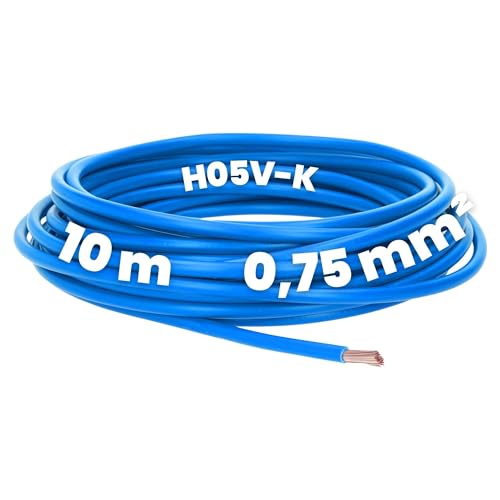 Kalitec 10 Meter H05V-K 0,75 mm² blau Verdrahtungsleitung I Aderleitung I PVC Einzelader I Litze 0,75mm2 I Verdrahtung feindrätig I Einzelleitung I Kabel eindrähtig I Schaltdraht flammwidrig Kalitec 10 Meter H05V-K 0,75 mm² blau Verdrahtungsleitung I Aderleitung I PVC Einzelader I Litze 0,75mm2 I Verdrahtung feindrätig I Einzelleitung I Kabel eindrähtig I Schaltdraht flammwidrig von Kalitec