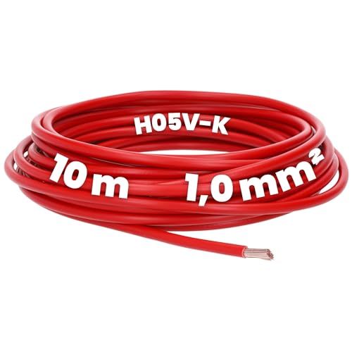 Kalitec 10 Meter H05V-K 1 mm² rot Verdrahtungsleitung flexibel I Aderleitung flexibel I PVC Einzelader I Litze 1mm2 I Verdrahtung feindrätig I Einzelleitung I Kabel eindrähtig I Leitung flammwidrig Kalitec 10 Meter H05V-K 1 mm² rot Verdrahtungsleitung flexibel I Aderleitung flexibel I PVC Einzelader I Litze 1mm2 I Verdrahtung feindrätig I Einzelleitung I Kabel eindrähtig I Leitung flammwidrig von Kalitec