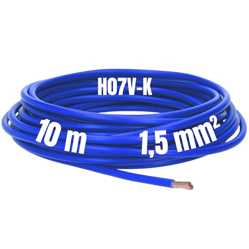 Kalitec 10 Meter H07V-K 1,5 mm² dunkelblau Verdrahtungsleitung I Aderleitung flexibel I PVC Einzelader I Litze 1,5mm2 I Verdrahtung feindrätig I Einzelleitung I Kabel eindrähtig I Schaltdraht von Kalitec