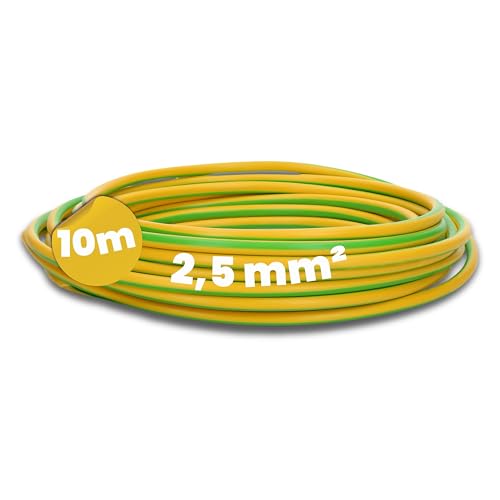 Kalitec 10 Meter H07V-K 2,5 mm² grün-gelb Verdrahtungsleitung I Aderleitung flexibel I PVC Einzelader I Litze 2,5mm2 I Verdrahtung feindrätig I Einzelleitung I Kabel eindrähtig I Schaltdraht von Kalitec
