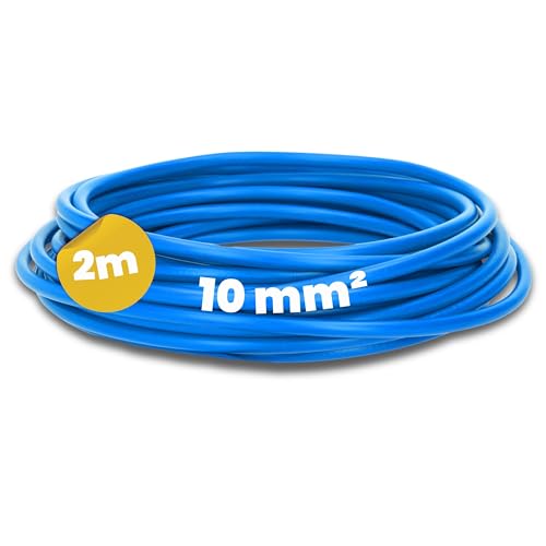 Kalitec 2 Meter H07V-K 10 mm² blau Verdrahtungsleitung I Aderleitung flexibel I Litze 10mm2 I Verdrahtung feindrätig I Einzelleitung Zählerschrank I Kabel eindrähtig für Schaltschrank von Kalitec