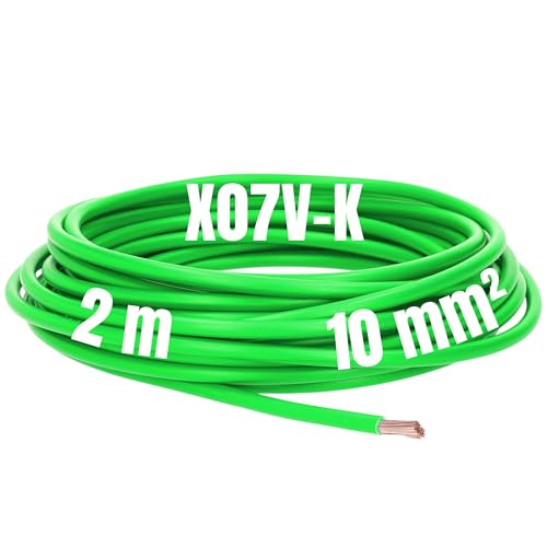 Kalitec 2 Meter X07V-K 10 mm² grün Verdrahtungsleitung I Aderleitung flexibel I Litze 10mm2 I Verdrahtung feindrätig I Einzelleitung Zählerschrank I Kabel eindrähtig für Schaltschrank I Schaltdraht Kalitec 2 Meter X07V-K 10 mm² grün Verdrahtungsleitung I Aderleitung flexibel I Litze 10mm2 I Verdrahtung feindrätig I Einzelleitung Zählerschrank I Kabel eindrähtig für Schaltschrank I Schaltdraht von Kalitec