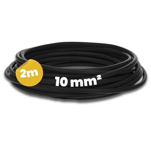 Kalitec 2 Meter H07V-K 10 mm² schwarz Verdrahtungsleitung I Aderleitung flexibel I Litze 10mm2 I Verdrahtung feindrätig I Einzelleitung Zählerschrank I Kabel eindrähtig für Schaltschrank von Kalitec