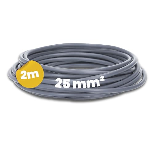 Kalitec 2 Meter H07V-K 25 mm² grau Verdrahtungsleitung I Aderleitung flexibel I Litze 25mm2 I Verdrahtung feindrätig I Einzelleitung Zählerschrank I Kabel eindrähtig für Schaltschrank I Schaltdraht von Kalitec