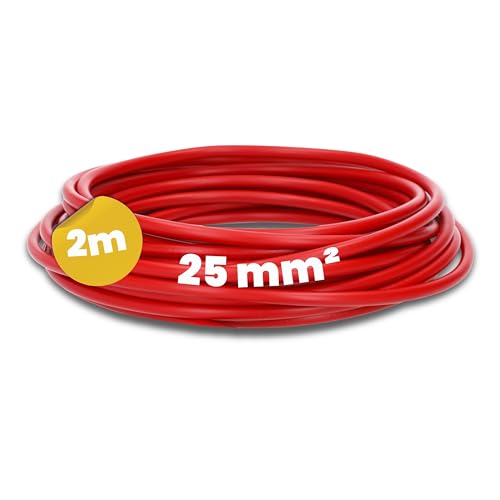 Kalitec 2 Meter H07V-K 25 mm² rot Verdrahtungsleitung I Aderleitung flexibel I Litze 25mm2 I Verdrahtung feindrätig I Einzelleitung Zählerschrank I Kabel eindrähtig für Schaltschrank I Schaltdraht von Kalitec