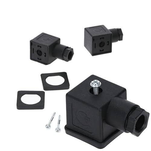 Kalitec 3 Stück Ventilstecker 3 polig schwarz Form A I Kontaktfläche 27 x 27 mm² I PG9 I Kontakttrennung 18 mm I Schutz IP 65 I Ventil Steckverbinder für Magnetventil I Würfelstecker 2-polig+PE von Kalitec