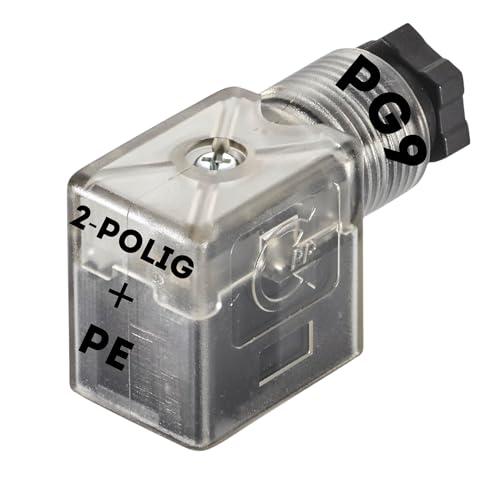 Kalitec 3 Stück Ventilstecker Bauform B transparent 3 polig 24V mit Beschaltung I PG9 I LED+Varistor I Kontaktfläche 28 x 21,5 mm² I Kontakttrennung 11 mm I IP 65 I Ventil Steckverbinder 2-pol+PE von Kalitec