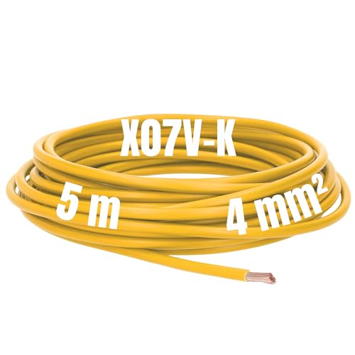 Kalitec 5 Meter X07V-K 4 mm² gelb Verdrahtungsleitung I Aderleitung flexibel I Litze 4mm2 I Verdrahtung feindrätig I Einzelleitung I Kabel eindrähtig für Schaltschrank I Schaltdraht von Kalitec