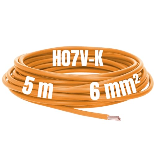 Kalitec 5 Meter H07V-K 6 mm² orange Verdrahtungsleitung I Aderleitung flexibel I Litze 6mm2 I Verdrahtung feindrätig I Einzelleitung I Kabel eindrähtig für Schaltschrank I Schaltdraht von Kalitec