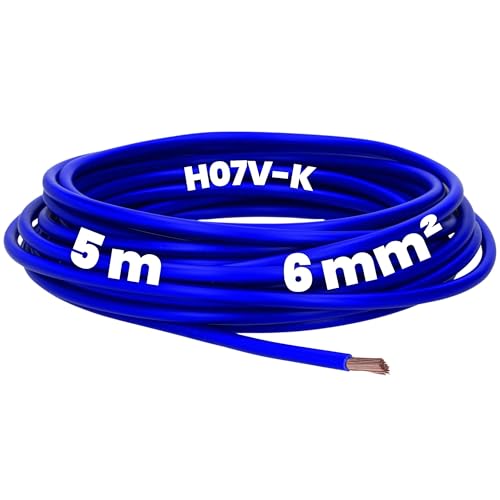 Kalitec 5 Meter H07V-K 6 mm² ultramarinblau Verdrahtungsleitung I Aderleitung flexibel I Litze 6mm2 I Verdrahtung feindrätig I Einzelleitung I Kabel eindrähtig für Schaltschrank I Schaltdraht von Kalitec