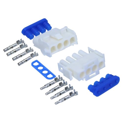 Kalitec KALI-1104 Universal MATE-N-LOK Set 4 polig mit Kontakten und Dichtungen IP 57 I Elektrikstecker weiß aus Polyamid 6.6 I Steckverbinder gedichtet für Beleuchtung, Leiterplatten von Kalitec