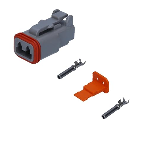 Kalitec KALI-1202-S DEUTSCH DT Steckverbinder Buchsen Set 2 polig für Motorrad, Auto I Stecker weiblich grau IP 68 I Querschnitt 0,75-2 mm² 18-14 AWG I glasfaserverstärktes Polyamid PA-GF von Kalitec