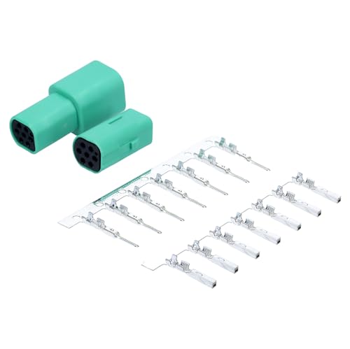 Kalitec KALI-2207 Mini Multilock Set 7 polig 0,3-0,5mm² AWG 22-20 I KFZ Stecker gerade I wasserdicht I Kabelverbinder rechteckig für Auto I Material PBT I Kabelwinkel 180° I Kabelstecker grün von Kalitec