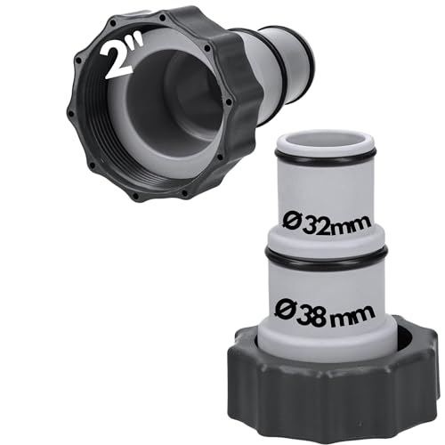 Kalitec Pool Adapter A - Schlauchadapter Pool 38mm und 32mm - Pool Zubehör Schlauchtülle mit Dichtring (2er Set) von Kalitec