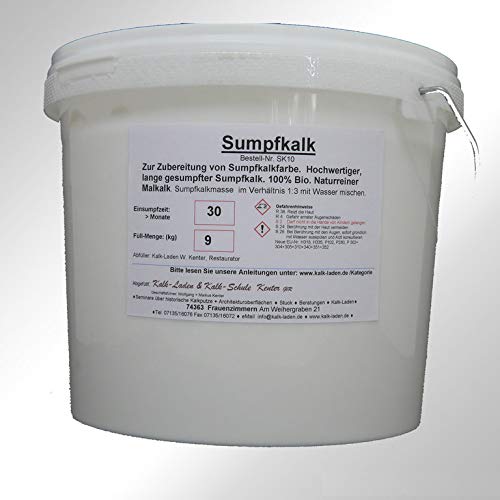 Sumpfkalk/Kalkfarbe/Streichkalk, 100% Bio, allergiefreundlich, pilzhemmend, 9 kg für ca. 127 qm von Kalk-Laden