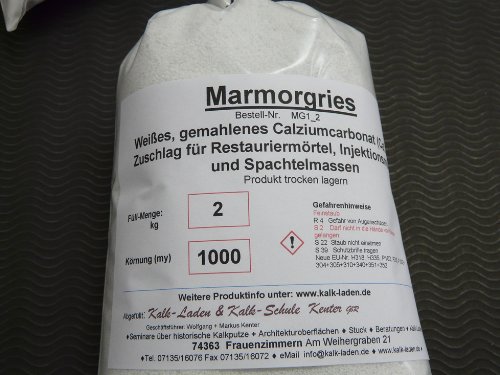 Marmorgries. Körnung 1mm. Weiß. 2kg-Beutel von Kalk-Laden