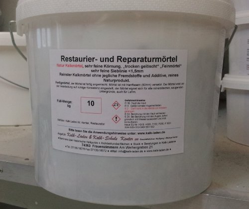 Restaurierungsmörtel/Reparaturmörtel. Feinmörtel 100% BIO. 10 kg von Kalk-Laden