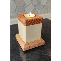 Origineller Teelichthalter Mit Geheimfach - Geschenkidee Aus Fichten- & Douglasienholz, Handgefertigt von KallesHolzWerk