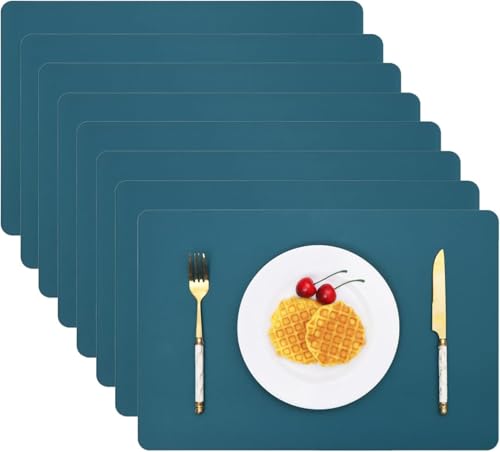 4er-Set blaue Tischsets, wasserdicht, abwischbar, Leder-Tischsets, rutschfest, hitzebeständig, für den Innenbereich, leicht zu reinigende Weihnachtsdekorationen 4er-Set blaue Tischsets, wasserdicht, abwischbar, Leder-Tischsets, rutschfest, hitzebeständig, für den Innenbereich, leicht zu reinigende Weihnachtsdekorationen von KaloKLU