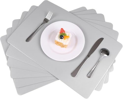 4er-Set blaue Tischsets, wasserdicht, abwischbar, Leder-Tischsets, rutschfest, hitzebeständig, für den Innenbereich, leicht zu reinigende Weihnachtsdekorationen von KaloKLU