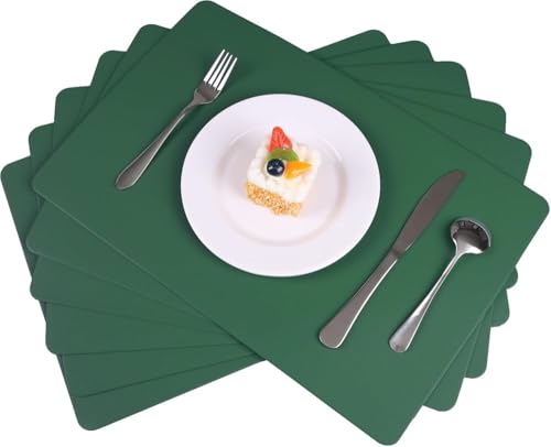 4er-Set blaue Tischsets, wasserdicht, abwischbar, Leder-Tischsets, rutschfest, hitzebeständig, für den Innenbereich, leicht zu reinigende Weihnachtsdekorationen von KaloKLU